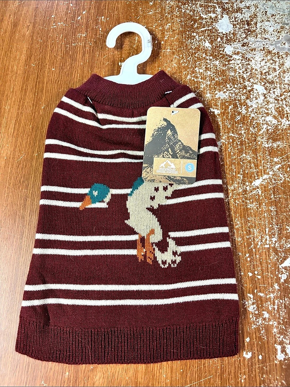 Hound & Co Dog Striped Sweater in Burgundy & White Size S NWT